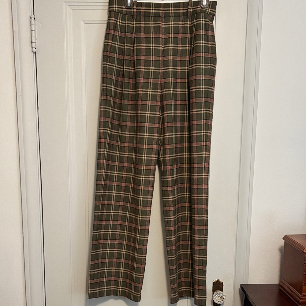 Plaid Women's Pants - Green and Brown